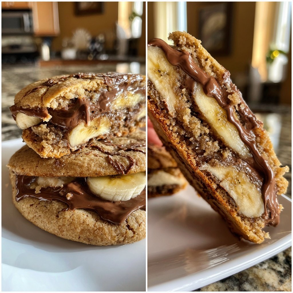 Banana Nutella Cookie Sandwiches