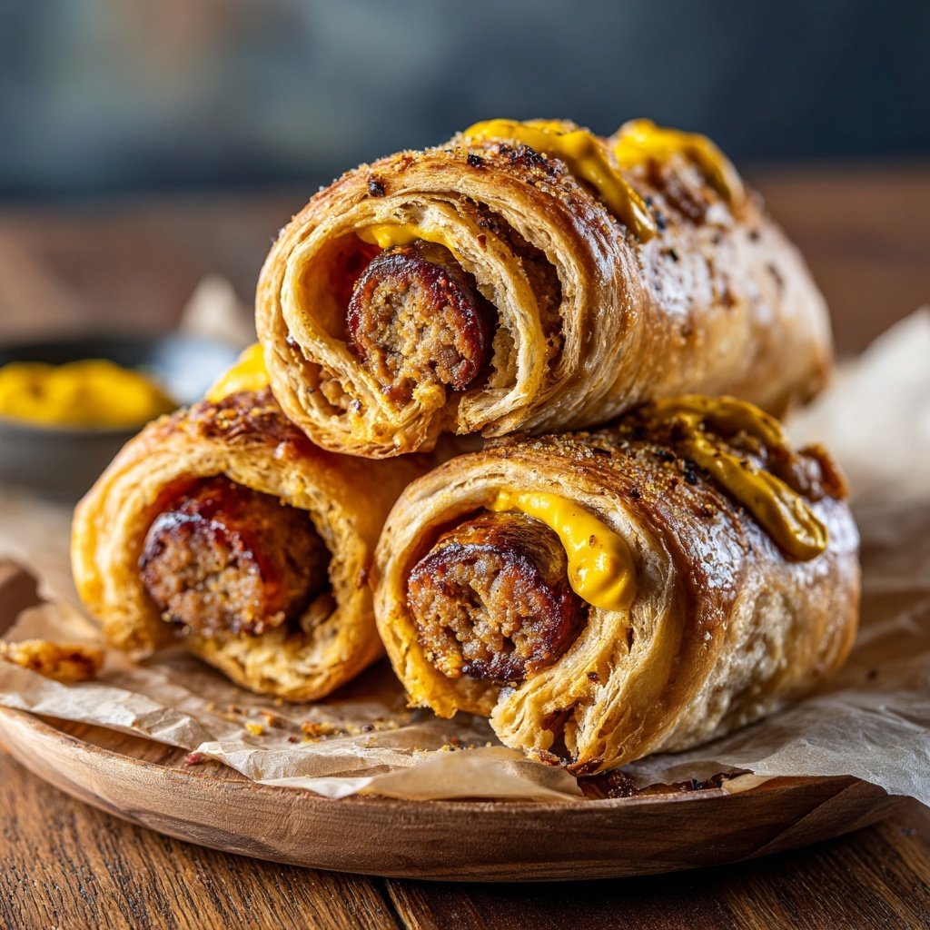 Savory Sausage Rolls with Mustard