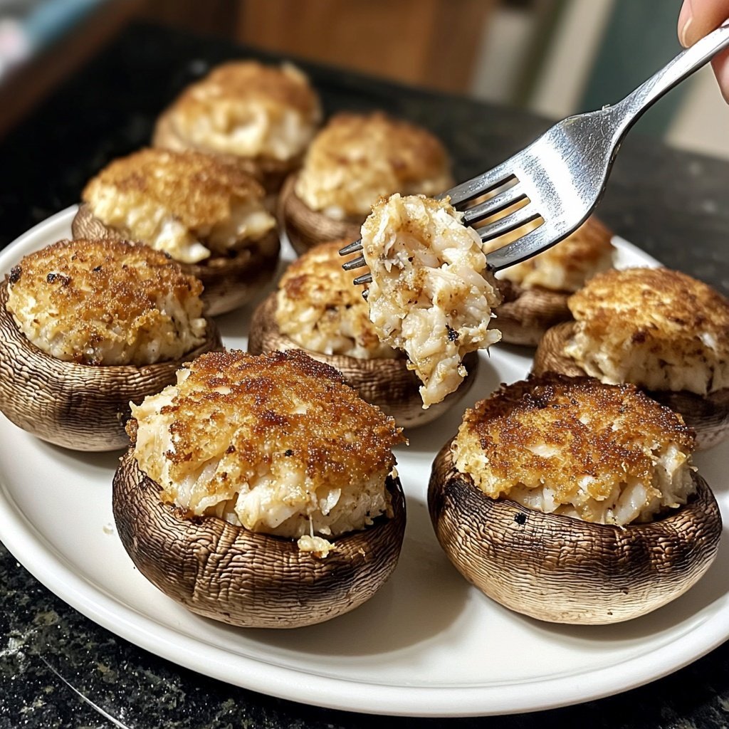 Crab Cake Stuffed Mushrooms