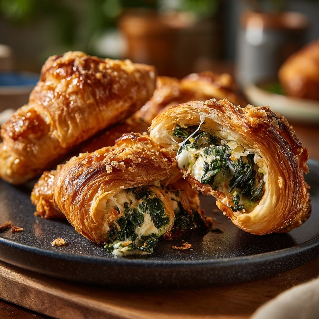 Spinach and Feta Stuffed Croissants