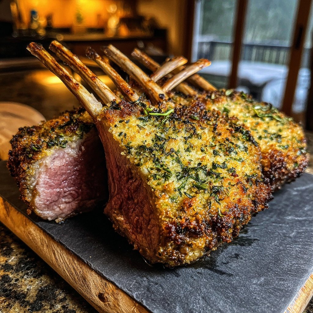 Garlic Herb Crusted Lamb Rack