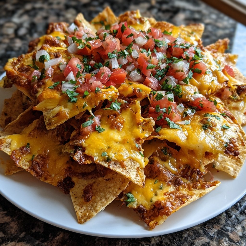 Baked Nachos with Salsa and Queso
