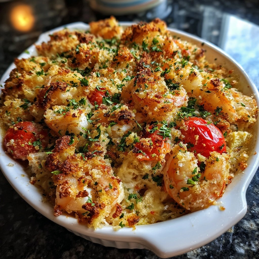 Shrimp Tomato Feta Bake