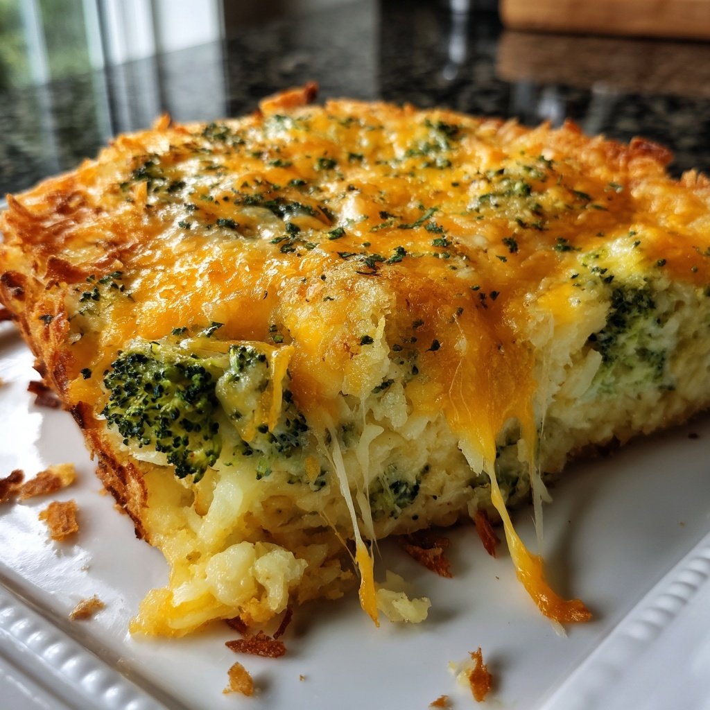 Cheesy Broccoli Hashbrown Bake Vegan