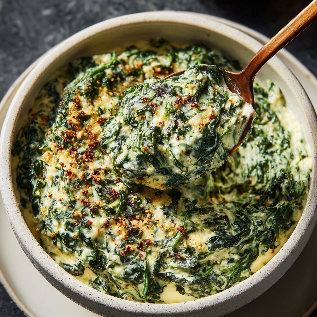 Creamed Spinach with Nutmeg Topping