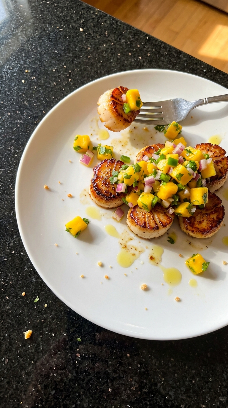 Mango Salsa Seared Scallops