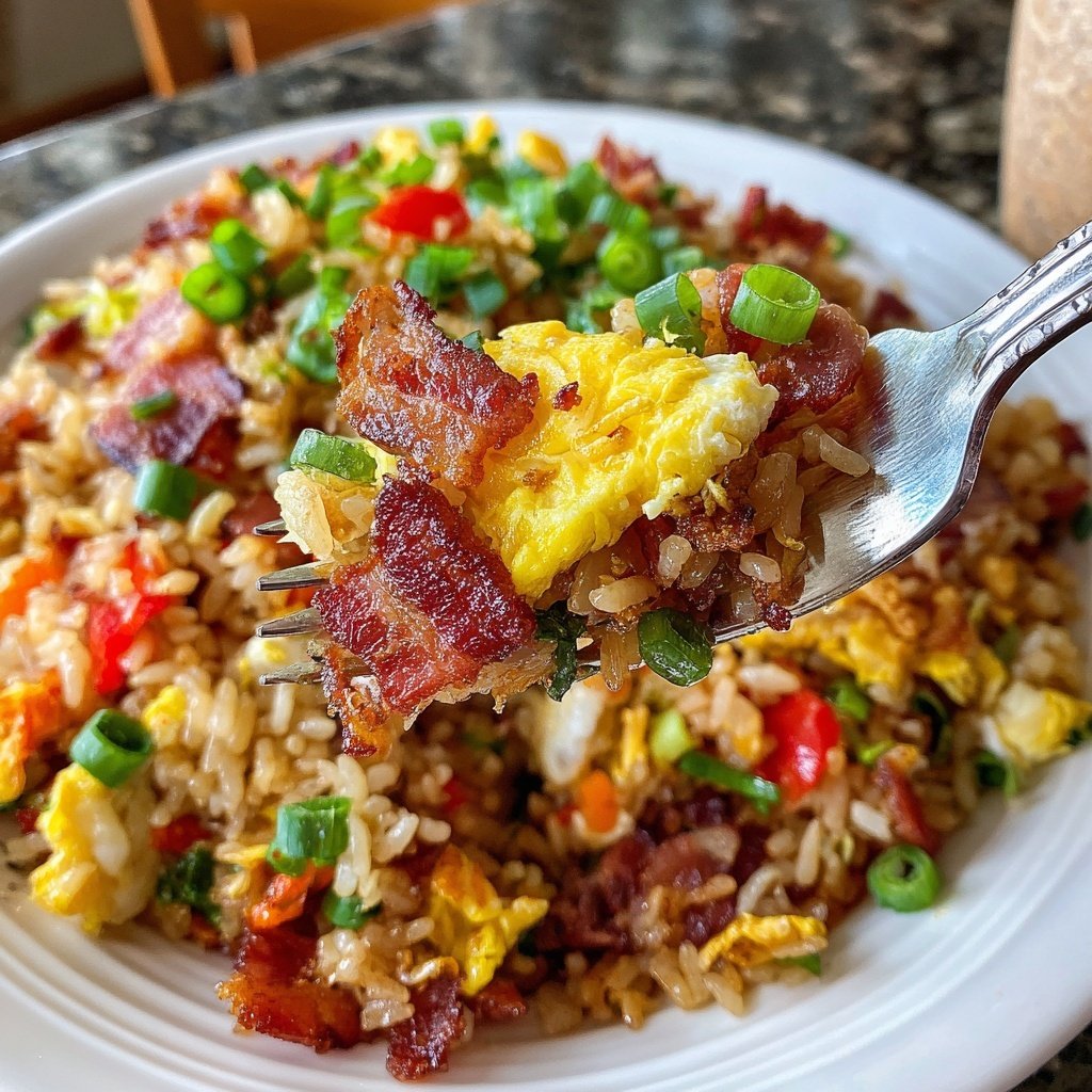 Breakfast Fried Rice with Bacon and Veggies​
