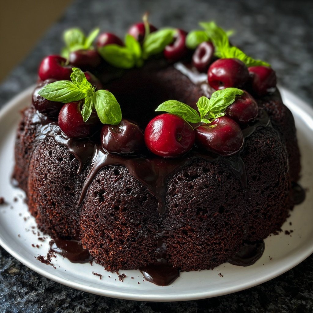 Black Cocoa Cake Basil Cherry
