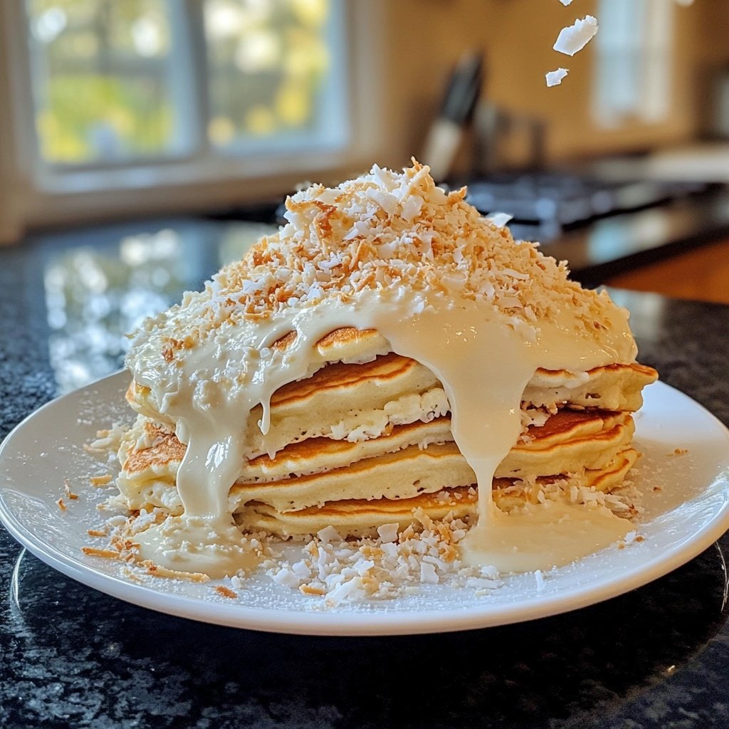 Sweet Coconut Cream Pancakes