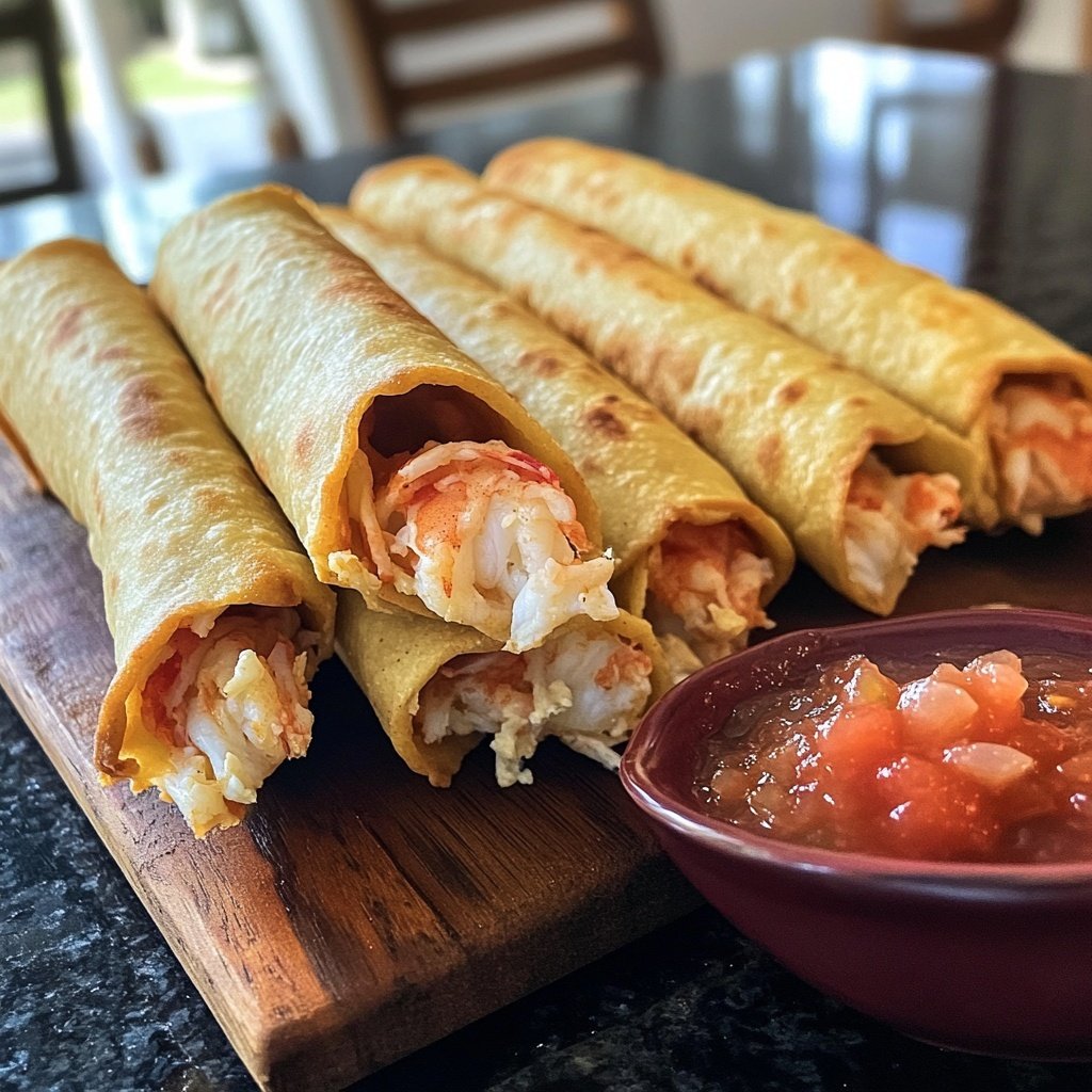 Crispy Crab And Shrimp Queso Taquitos