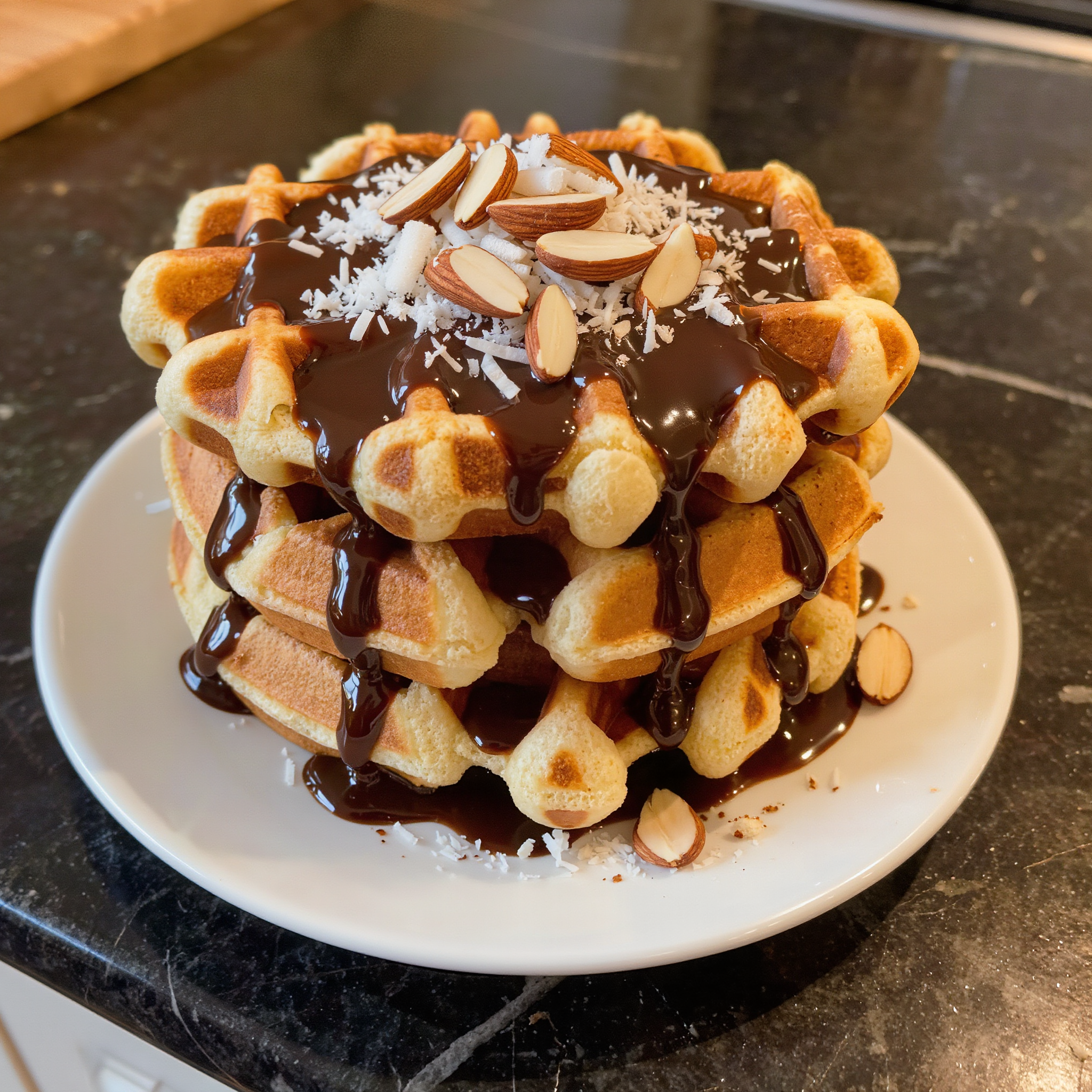 Almond Joy Waffle Stack