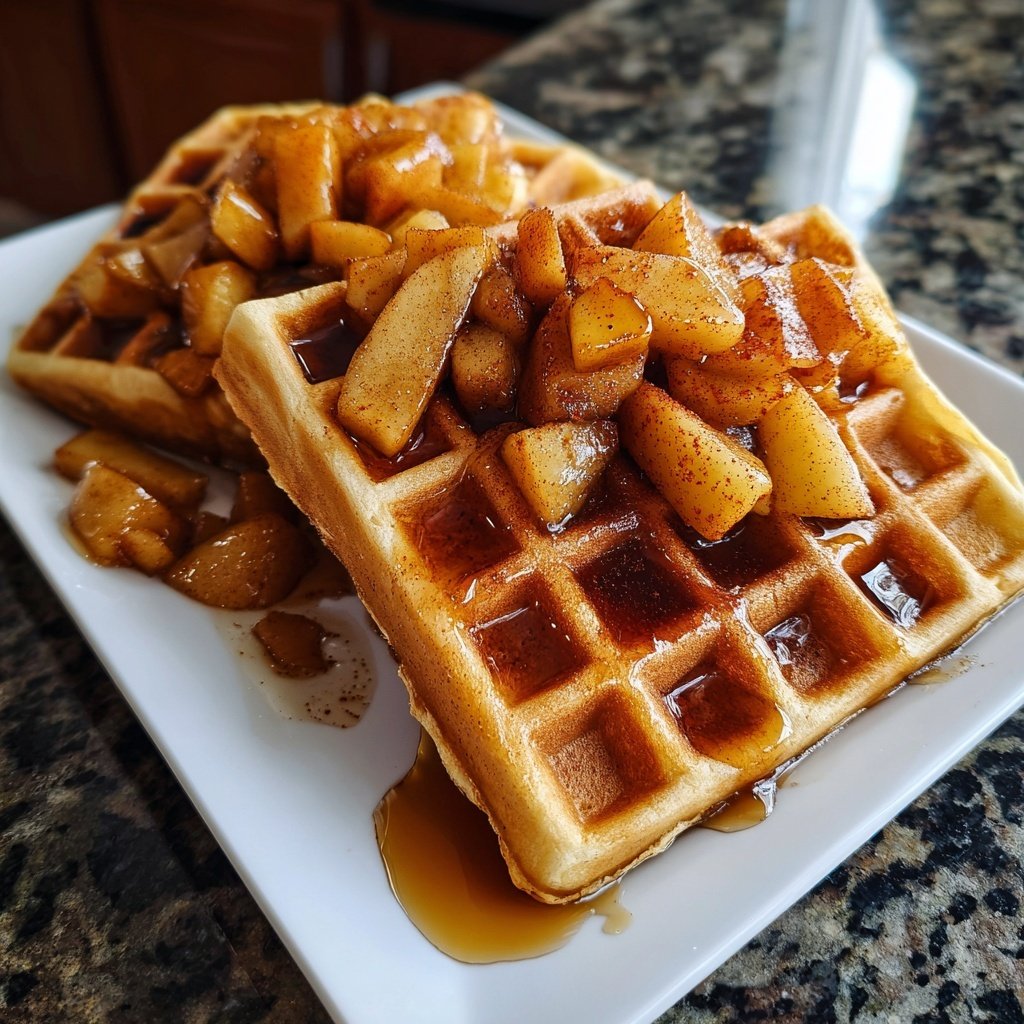 Warm Apple Cinnamon Waffles