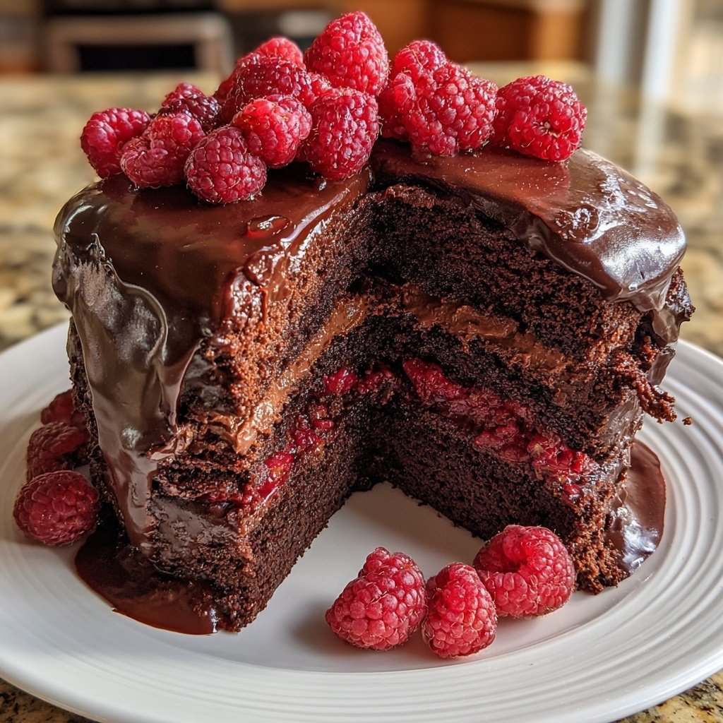 Chocolate Raspberry Truffle Cake